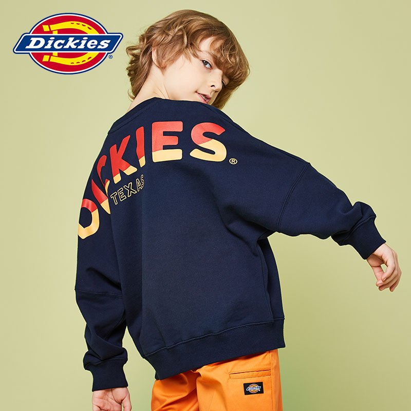 Dickies Children Clothing Spring Autumn New Boy's Back Printed Bat Cuff Round Collar Thick Cotton T Tide Caddies Hooded Top Blouse