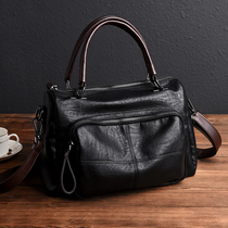 Hong Kong bag women 2021 new fashion soft leather large capacity shoulder messenger bag fashion leather Boston bag