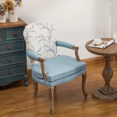 Modern simple fabric dining table and chair Household backrest Solid wood dining chair Cafe hotel with armchair