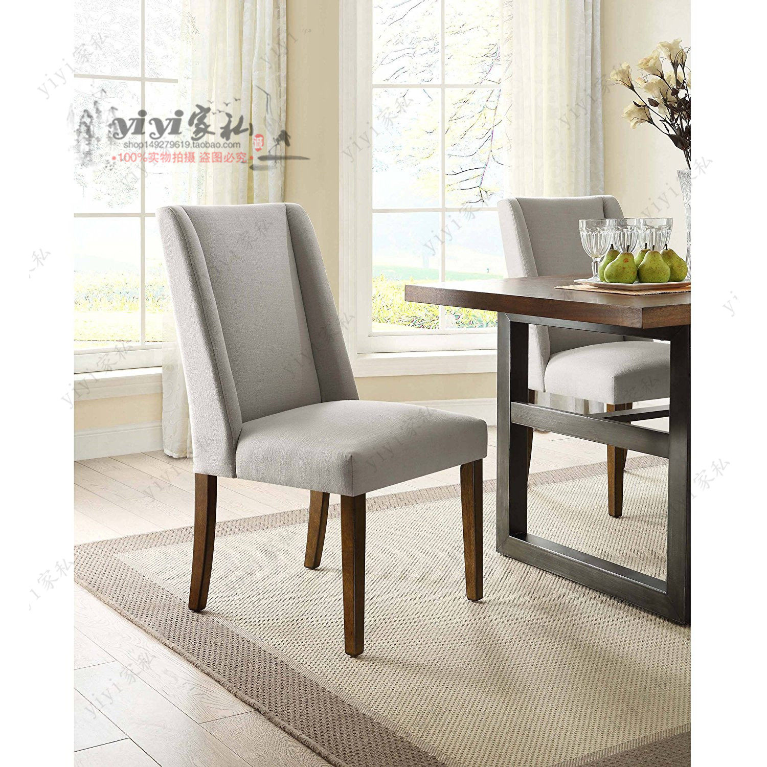 American country solid wood fabric backrest dining chair Nordic modern minimalist desk chair log design creative adult chair