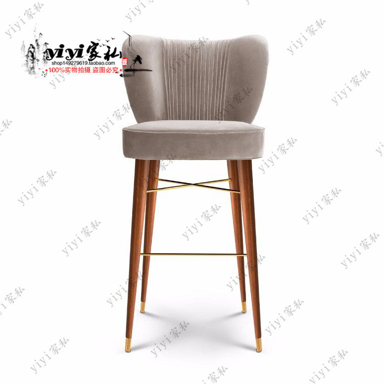 American solid wood bar table chair minimalist high chair Nordic modern, bench front desk designer creative wine high-end bar chair