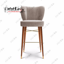American solid wood bar chair minimalist high chair Nordic modern bench front desk designer creative wine high-end bar chair