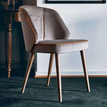 Nordic Solid Wood Dining Chair Home Genuine Leather Fashion Minima Dining Chair West Dining Room Cafe Bouarts Upscale Casual Chair