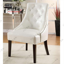 American Solid Wood Dining Chair Pull Buckle Leather Cloth Art Soft Bag Dining Chair Small Armrest Casual Book Room Office Chair Hotel Reception Chair