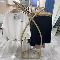 Golden island rack floor rack Clothing store display rack Double row shelf Middle shelf Parallel bar side hanger double-sided