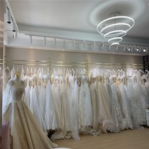 Golden wedding dress display stand Photo studio hanging wedding dress shelf Xiuhe dress cheongsam floor stand special prop shelf