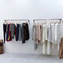 Clothing Show Rack Gold Side Hanging Wall-mounted Upper Wall Womens Clothing Clothes Hanghanger Stainless Steel Wire Drawing Silver Shelving