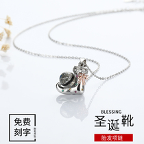 Amnesia Fetal Hair Pendant Necklace Tire Hair Christmas Boots S925 Pure Silver Special Gift Souvenir production Save permanent