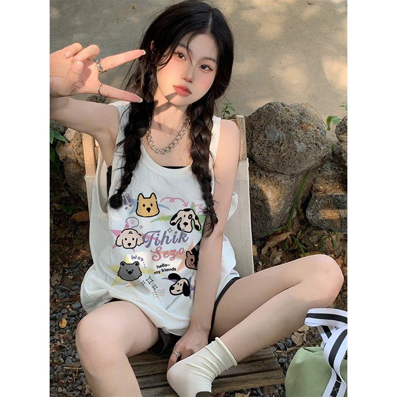 White Sleeveless Sports Vest Short-Sleeve T-Shirt for Women 2026 New Style Outerwear Cover-Up Top Jersey Summer