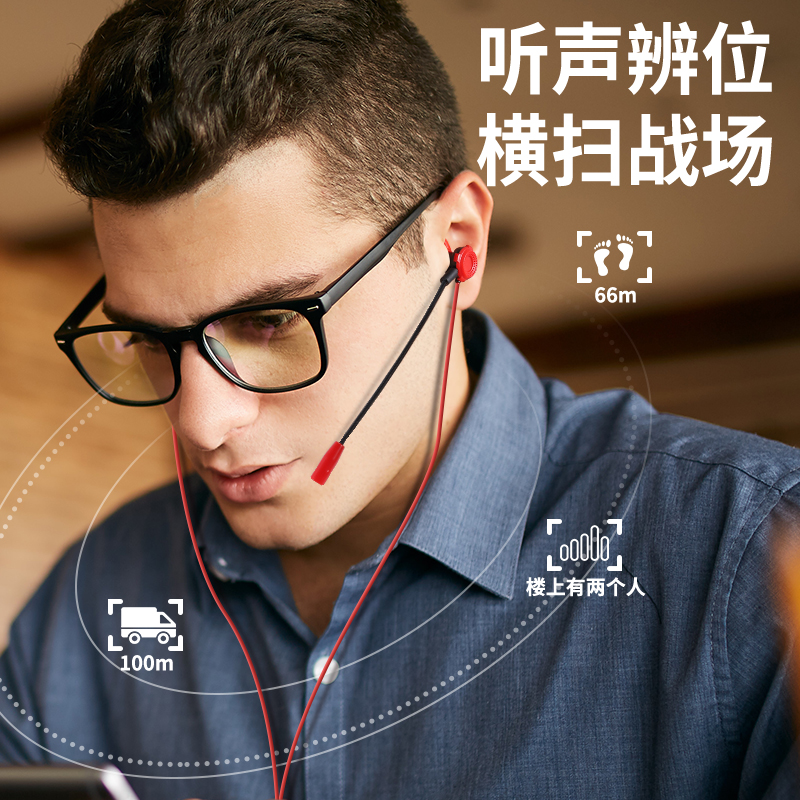 Eat chicken headset in-ear hearing defense wired sports mobile phone notebook desktop computer universal e-sports game