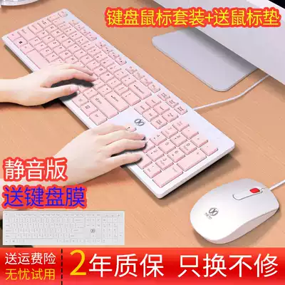 Key mouse set office mute girl wired USB home computer desktop notebook computer keyboard mouse kit
