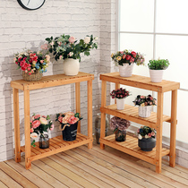 Indoor balcony solid wood flower stand floor-standing wooden multi-layer fleshy flowerpot plant flower shelf living room