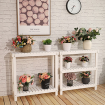 Fancy green loaf shelf solid wood multi-layer balcony indoor and outdoor fleshy two-story flower pot stand living room floor standing