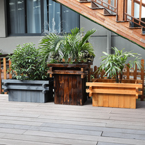 Anti-corrosion wood flower box planting tree box combination creative outdoor outdoor park municipal green flower pot landscape flower slot customization