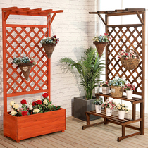 Anti-corrosion wood fence flower stand flower pot climbing vine climbing outdoor fence outdoor courtyard decoration flower slot partition flower box