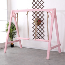 Anti-corrosion wood swing frame Outdoor courtyard rocking chair Indoor balcony hanging chair Household solid wooden terrace Multi-person yard