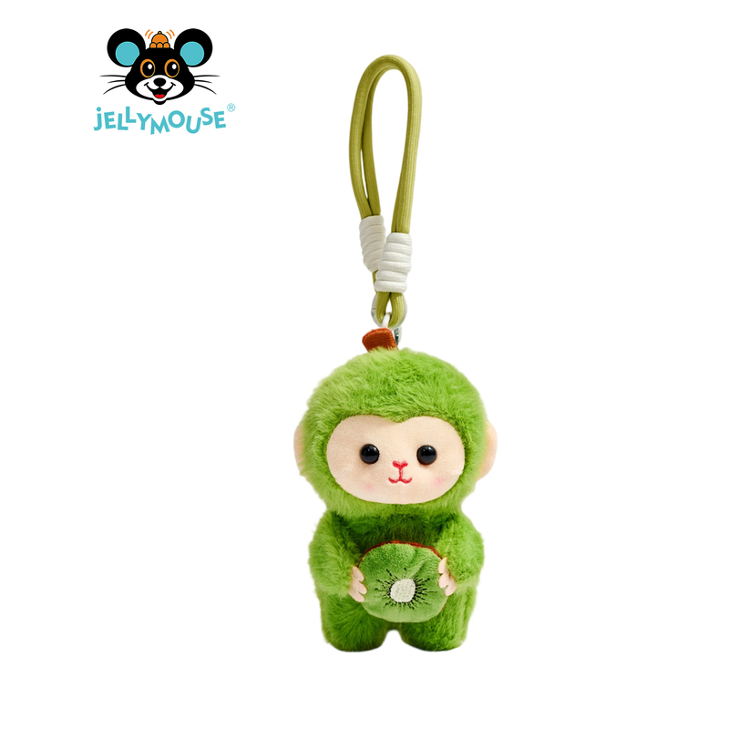 British Jellymouse Original Cute Plush Peach-Hugging Monkey Doll Keychain Bag Pendant Car Decoration Gift