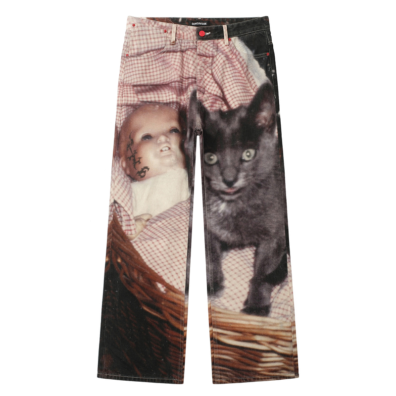 Songaadon 26Fw Cradle Cat Digital Print Jeans