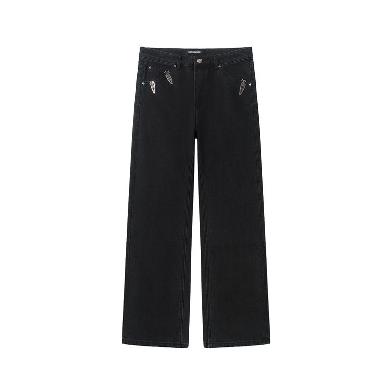 Songaadon 26Fw Metal Hairpin Japanese-Made Black Washed Jeans Songaadon 26Fw Metal Hairpin Japanese-Made Black Washed Jeans