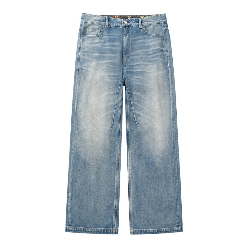 Songaadon 26Fw Catmagic Embroidered Waist Printed Washed Blue Jeans Songaadon 26Fw Catmagic Embroidered Waist Printed Washed Blue Jeans