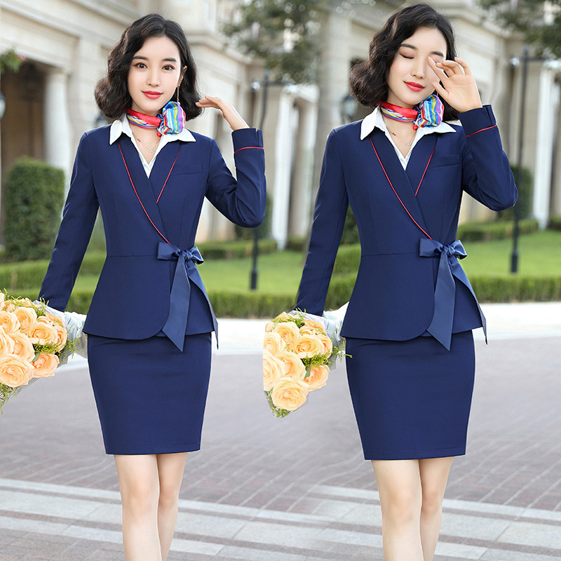 Flight Attendant Uniform Vocational Suit Woman Temperament Hotel Front Office Tooling Guide Purchasing Attendant Beauty Jewelry Shop Working Clothes