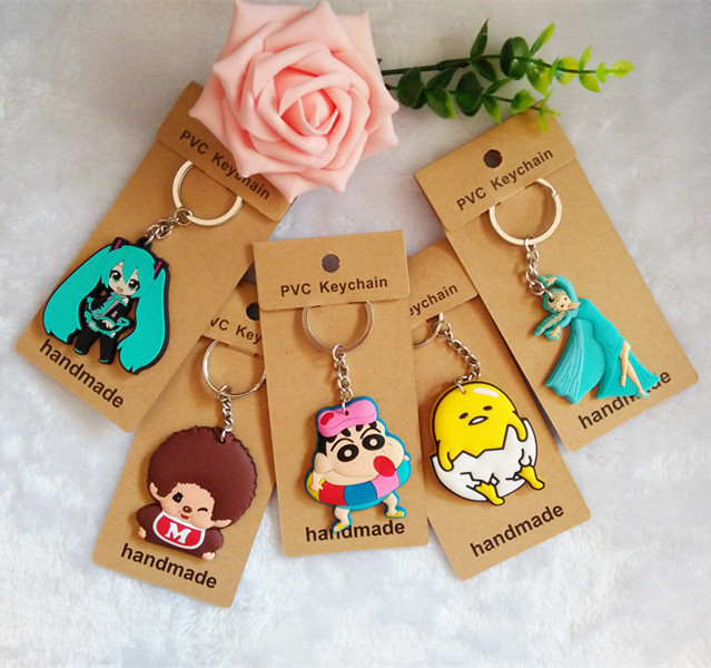 Customized creative gift backpack charm keychain soft pvc keychain can be Hatsune egg yolk brother key ring