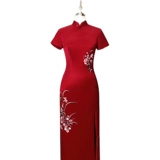 Красное цветное ципао, элегантное свадебное платье для матери, вечернее платье