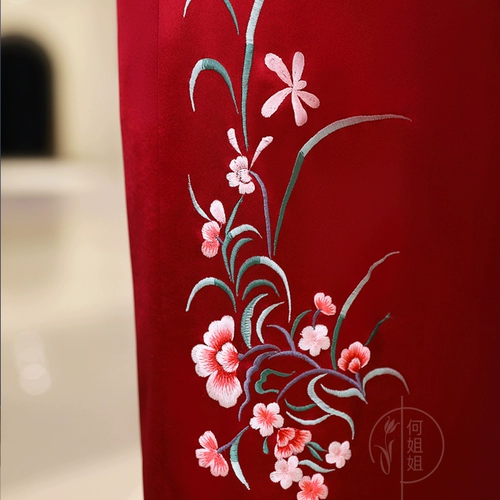 Красное цветное ципао, элегантное свадебное платье для матери, вечернее платье