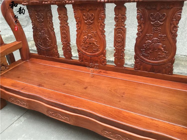 Gỗ hồng mộc Miến Điện Warring States voi sofa trái cây lớn gỗ hồng mộc phòng khách 12 cm đầu voi sofa đồ gỗ gụ - Bộ đồ nội thất kệ để tivi