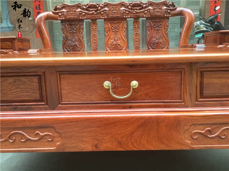 Gỗ hồng mộc Miến Điện Warring States voi sofa trái cây lớn gỗ hồng mộc phòng khách 12 cm đầu voi sofa đồ gỗ gụ - Bộ đồ nội thất kệ để tivi