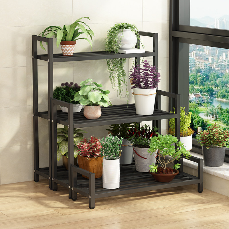 Balcony Flower Shelf Floor Style Multilayer Iron Art Living Room Gold Gross Multi Meat Shelf Outdoor Modern Minima Flower Pot Shelf