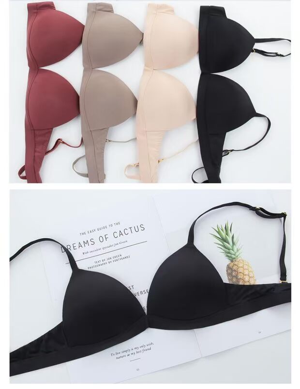 Triangle Cup Bikini Bra Thoải mái siêu mỏng Không có vòng thép Áo ngực bóng ngực Lớn vú nhỏ Quần lót nữ cúp ngực