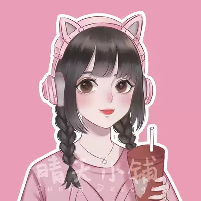 Q version of the hand-painted avatar design couple cartoon people set up Japanese logo real-life photo wedding gift comic customization