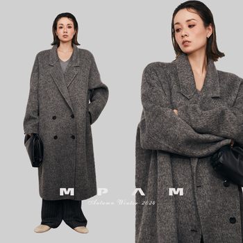Mpam mid-length alpaca wool lazy style double-sided wool coat