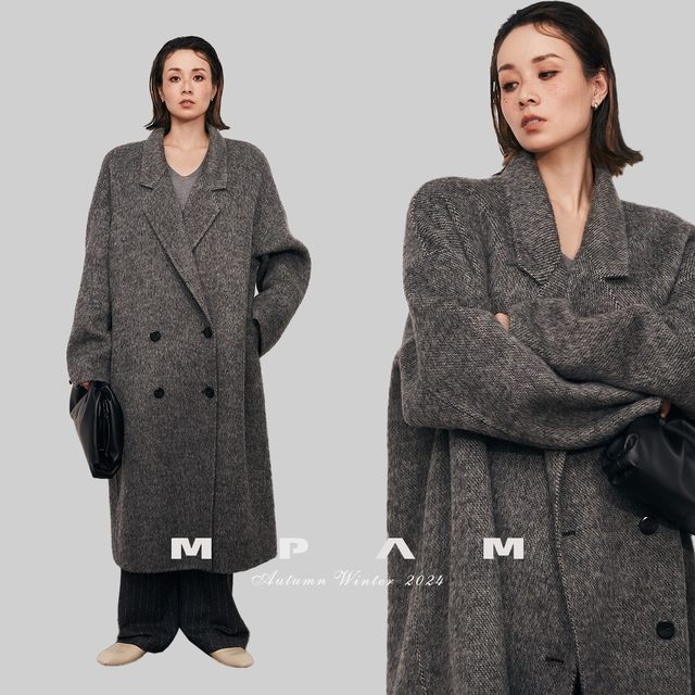 MPAM mid-length alpaca wool lazy style double-sided wool coat