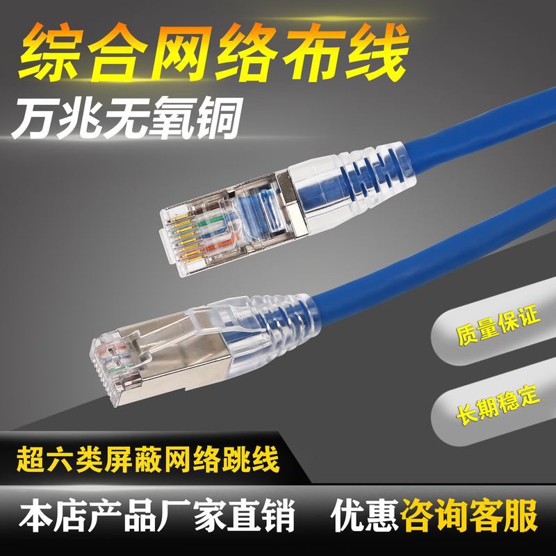 Cat.6A Super Category 6 and Category 7 10 Gigabit Shielded Network Cable, Pure Copper, Home-Use Finished High-Speed Broadband Network Patch Cable