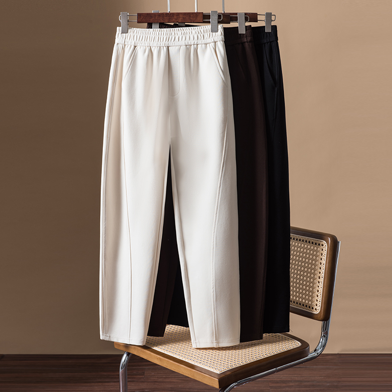 Yiyang Jiali Commuter Style High-Waisted Draped Harem Pants for Women 2026 Summer Elastic Waist Slimming Cropped Casual Pants for Women