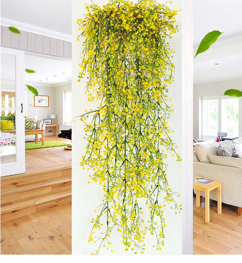 Fake flowers and green plants hanging on the wall new flower pot hanging basket simulation golden bell willow wall hanging plant living room bedroom wall decorations