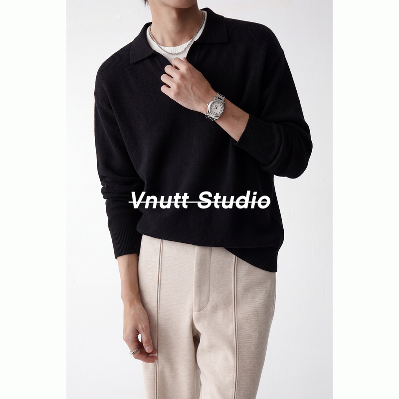【100% Sheep Wool】Old Money Style Fake Two-Piece Knit Sweater 2026 Autumn/Winter New High-End Light Luxury Sweater for Men