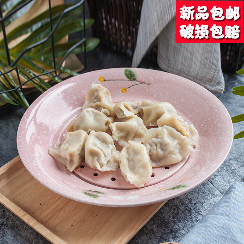 Water Dumplings Pan LiWater Double Disc Ceramic Home Big Plate Round Day Type Water Dumplings Plate 10 Inch Creative Disc