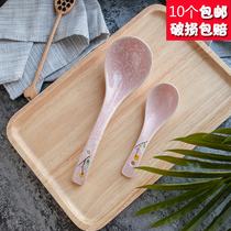 Household Japanese style spoon Ceramic small soup Creative rice spoon spoon Fruit dessert spoon 10