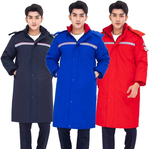 Антистатический длинный светоотражающий морской пуховик для работы, длина макси, увеличенная толщина