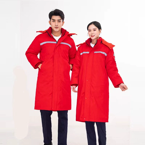 Антистатический длинный светоотражающий морской пуховик для работы, длина макси, увеличенная толщина