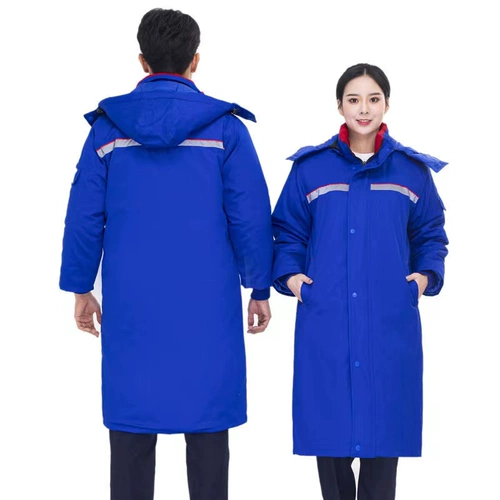 Антистатический длинный светоотражающий морской пуховик для работы, длина макси, увеличенная толщина