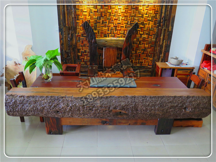 Cũ gỗ nội thất keel thuyền gỗ đắm bàn trà bàn cà phê không sơn phong vít mắt kung bộ trà trà fu gỗ và ghế Old Ship - Bàn trà bàn ghế gỗ hiện đại