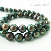 Price-performance ratio Tahiti black pearl necklace peacock green mixed colour one figure bright light sea pearl lock bone chain