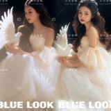 Фото студия фото французский свет и теневая девушка, пишущая костюмы нежный и красивый принцесса, белый лунный лунный свет, художественная фотография, свадебное платье