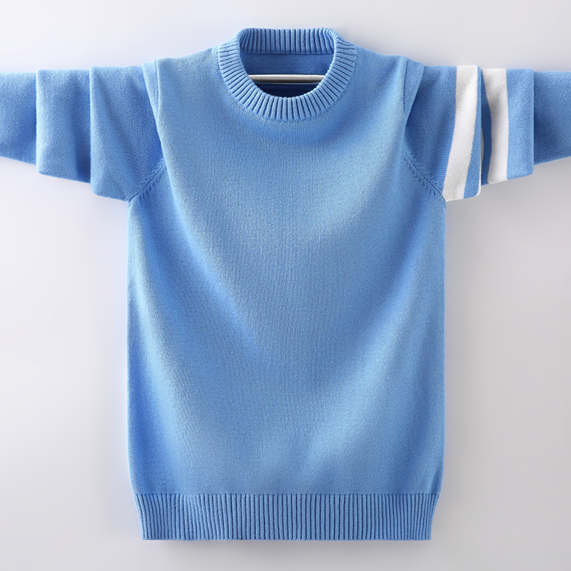 2022 New Boys Sweater Spring and Autumn Thin Section Big Boys Pure Cotton Bottom Shirt Foreign Style Children's Knitted Sweater Korean Version