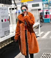 2018 phiên bản Hàn Quốc của mùa đông mới trùm đầu dây kéo giả lông thỏ áo dài phần áo len dày lông phụ nữ áo khoác áo khoác lông cừu