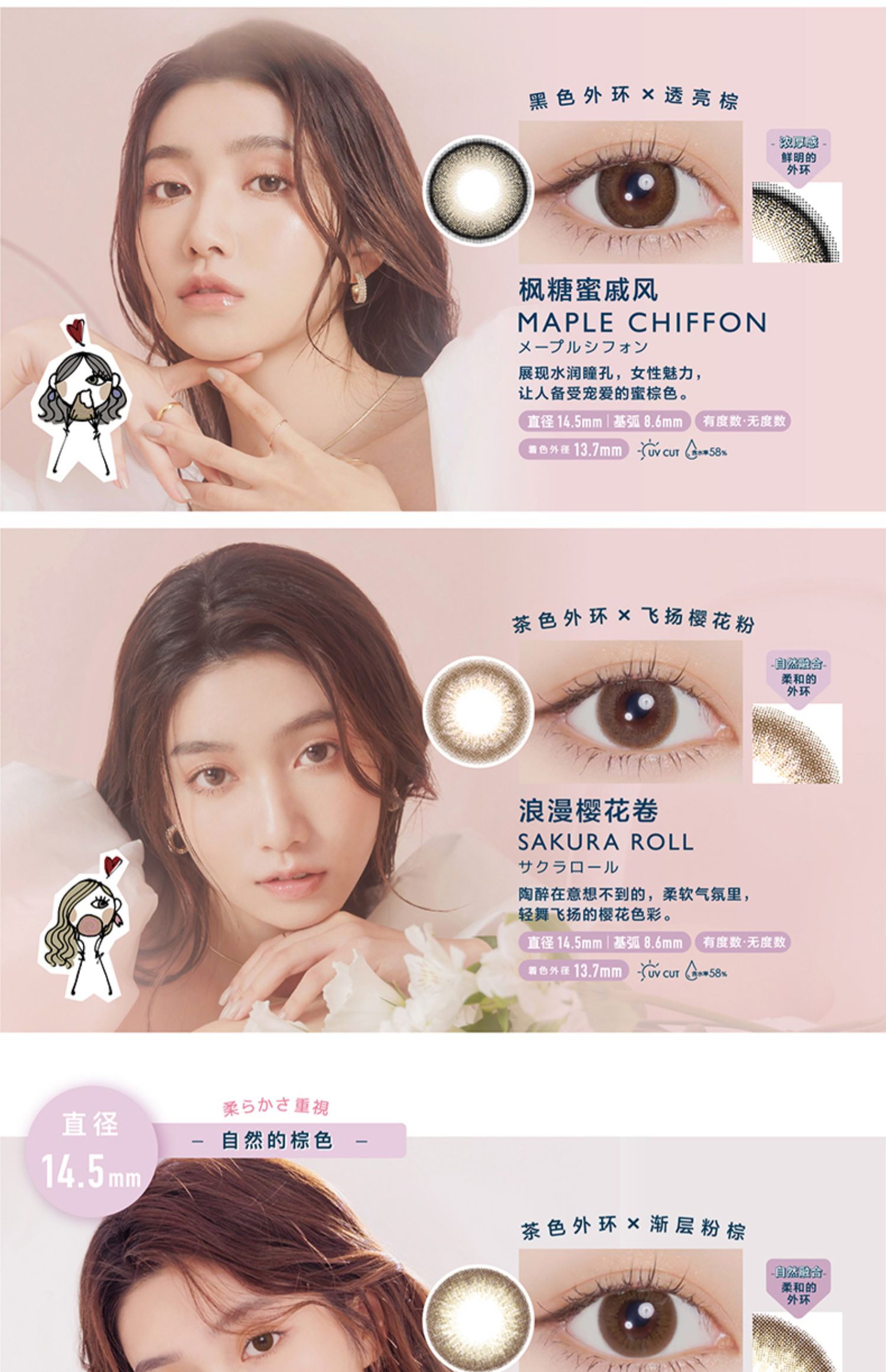 【日本直邮】佐佐木希 Flanmy 日抛美瞳 10片装 Doughnut Brown 焦糖甜甜圈(棕色系）着色直径13.8mm 预定3-5天日本直发 度数 -6.50(650)